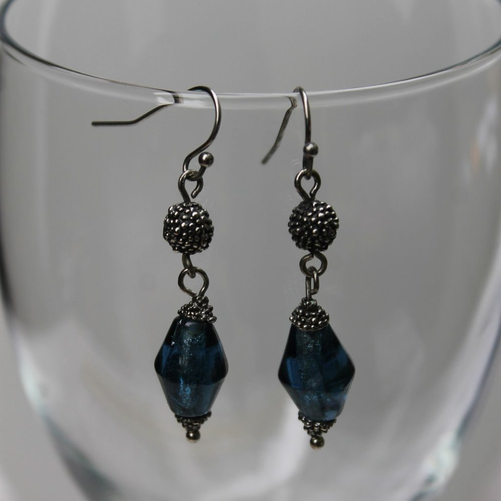 Lia Sophia Blue & Silver Dangle Drop Earrings